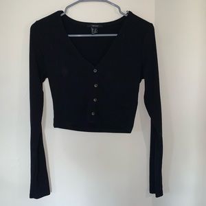 F21 V-Neck Button Down Crop Top